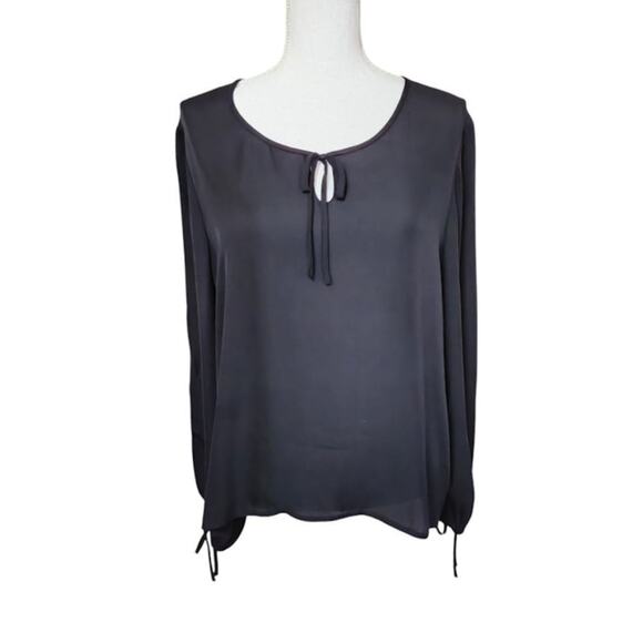 Rena Rowan VTG 100% Silk Top Size 14 Black Sheer Whimsigoth Feminine - Picture 1 of 7